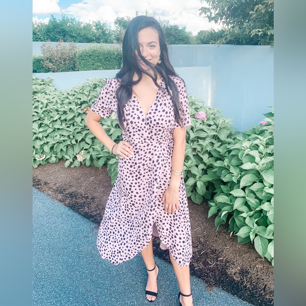 Francesca’s midi-length wrap dress